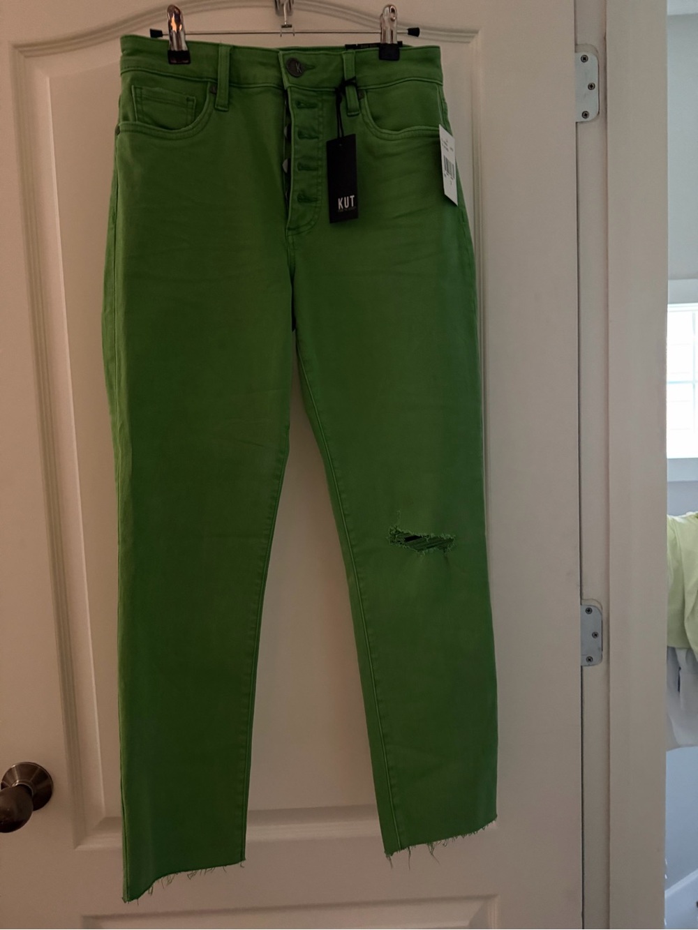 Kut from the Kloth Bright Green High-Rise Straight Leg Jeans